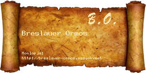 Breslauer Ormos névjegykártya